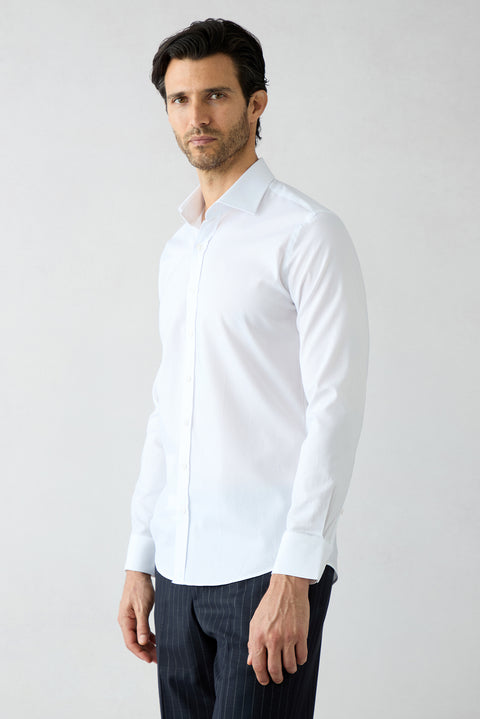 Beyaz Uzun Kol Slim Fit Klasik Desenli %100 Pamuk Gömlek