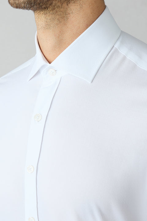 Beyaz Uzun Kol Slim Fit Klasik Desenli %100 Pamuk Gömlek
