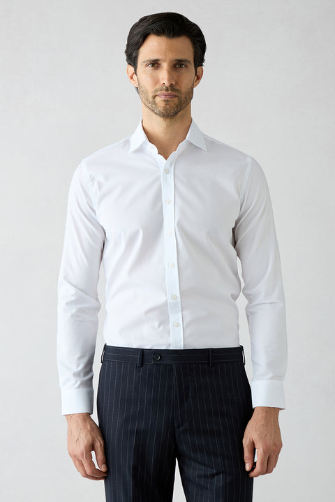 Beyaz Uzun Kol Slim Fit Klasik Desenli %100 Pamuk Gömlek