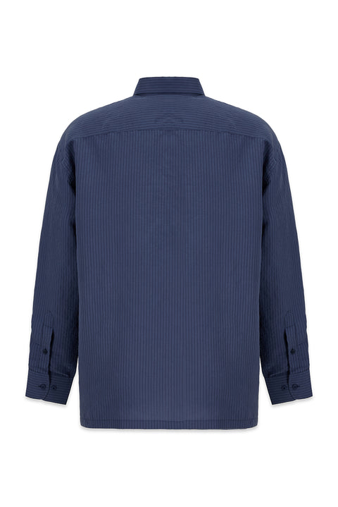 Medium Navy Long Sleeve Oversize Striped Modal Shirt
