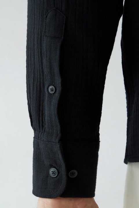 Black Long Sleeve Regular Fit Plain Cotton Shirt