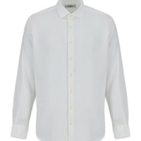 Off-white long-sleeved regular fit plain cotton shirt