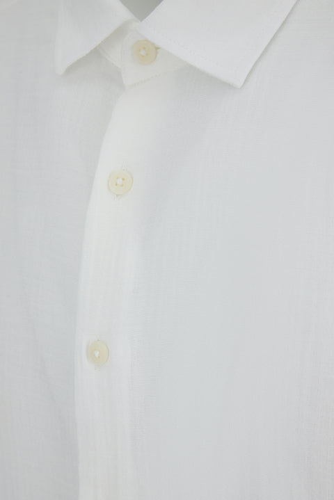 Off-white long-sleeved regular fit plain cotton shirt