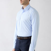 Light Blue Long Sleeve Classic Striped Cotton Shirt
