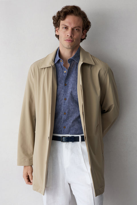Dark Navy Long Sleeve Oversize Linen Striped Shirt