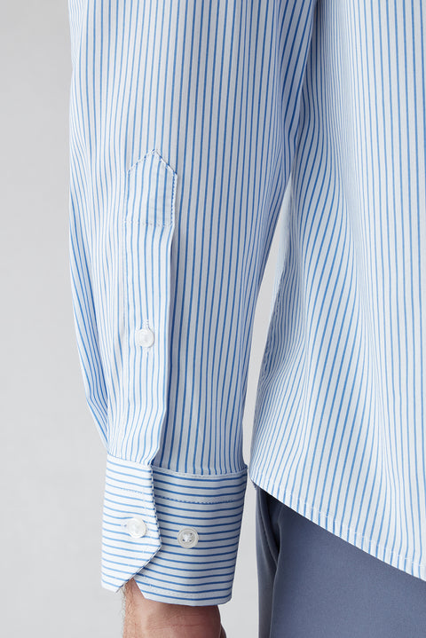 Mavi Techno-Line Uzun Kol Slim Fit Çizgili Klasik Pamuklu Gömlek