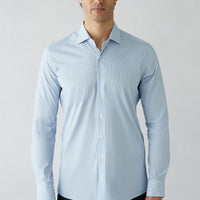 Blue Long Sleeve Slim Fit Striped Cotton Shirt