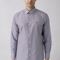 Wine Bordeaux Long Sleeve Regular Fit Classic Striped Cotton Easy Iron Shirt