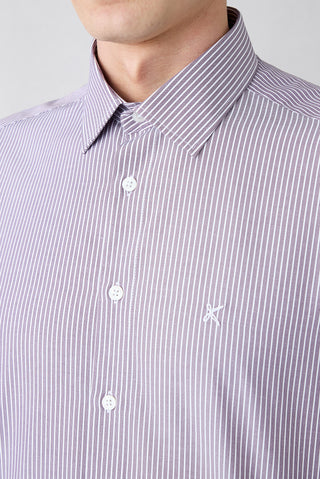  Mürdüm Uzun Kol Slim Fit Çizgili Gömlek