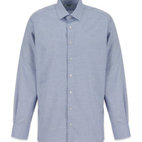 Light Navy Blue Long Sleeve Regular Fit Cotton Patterned Shirt