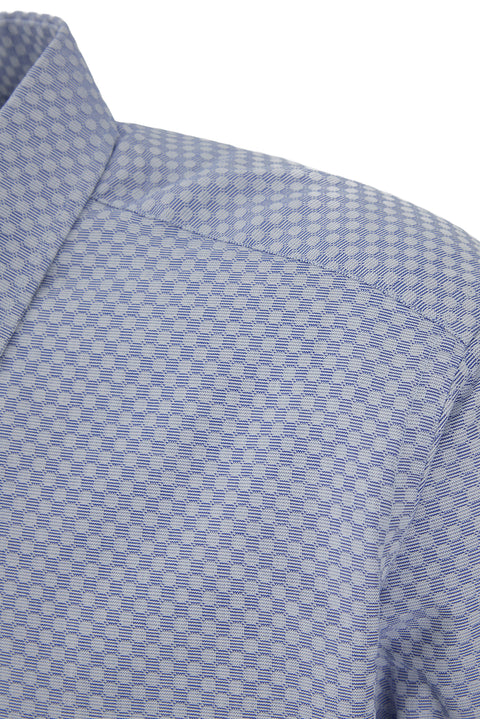 Light Navy Blue Long Sleeve Regular Fit Cotton Patterned Shirt