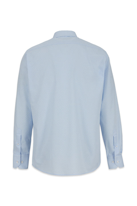 Light Blue Long Sleeve Regular Fit Cotton Patterned Shirt