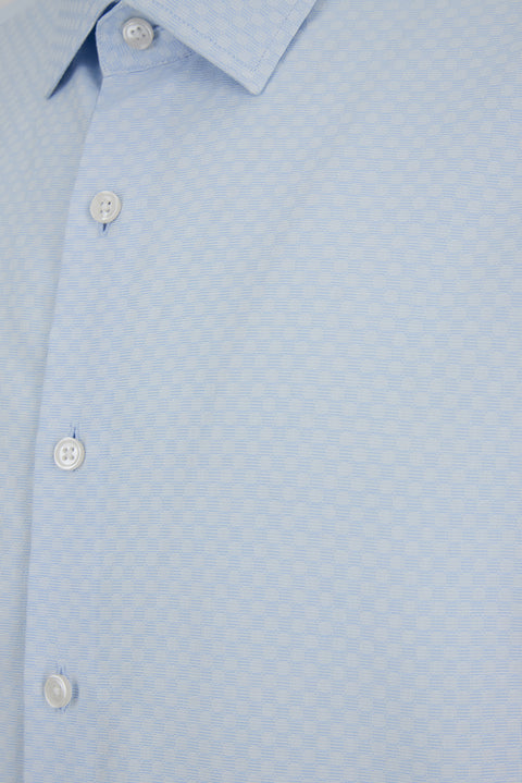 Light Blue Long Sleeve Regular Fit Cotton Patterned Shirt
