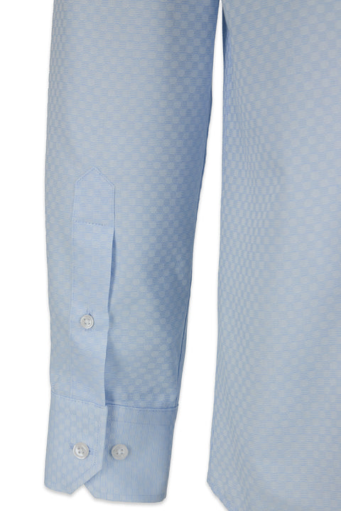 Light Blue Long Sleeve Regular Fit Cotton Patterned Shirt