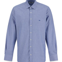 Medium Navy Long Sleeve Regular Fit Striped Cotton Shirt