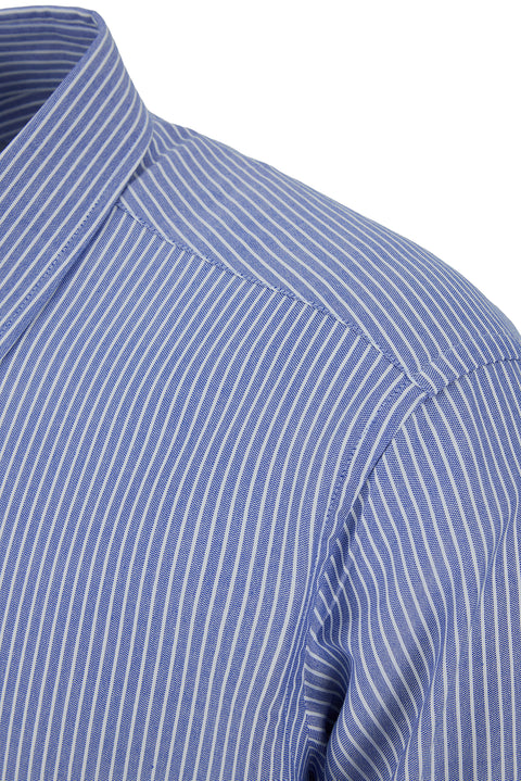 Medium Navy Long Sleeve Regular Fit Striped Cotton Shirt
