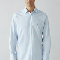 Light Blue Long Sleeve Regular Fit Striped Cotton Shirt