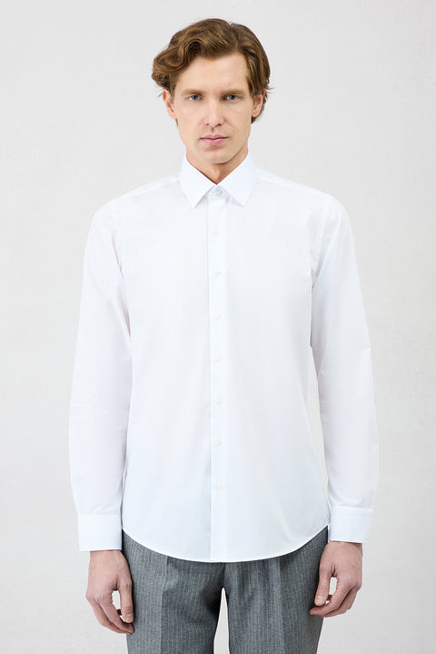 White Long Sleeve Muscle Fit Cotton Easy Iron Classic Shirt