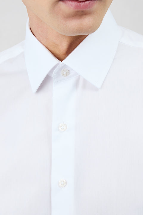 White Long Sleeve Muscle Fit Cotton Easy Iron Classic Shirt