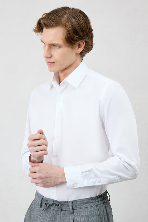 White Long Sleeve Muscle Fit Cotton Easy Iron Classic Shirt