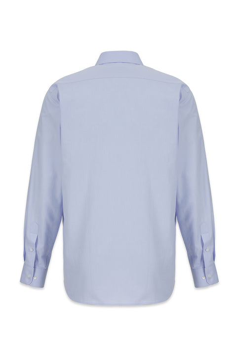 Light Blue Long Sleeve Regular Fit Plain 4 Seasons Oxford Cotton Shirt