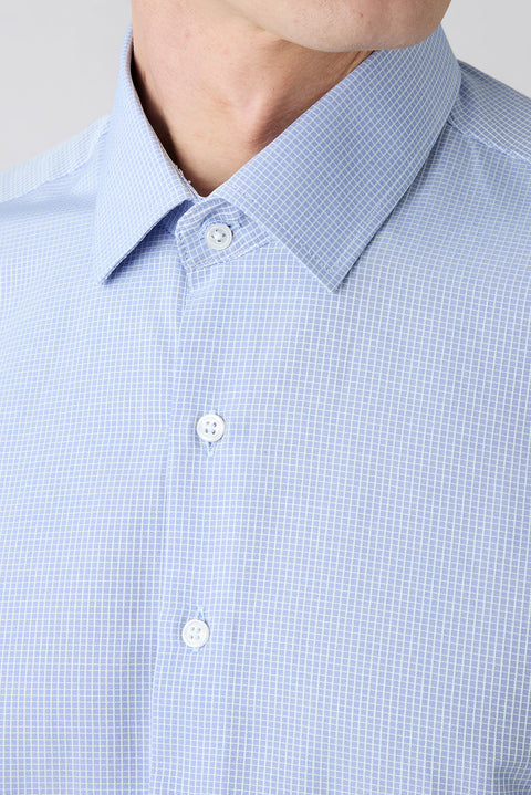 Dark Blue Long Sleeve Slim Fit Classic Patterned Cotton Easy Iron Shirt