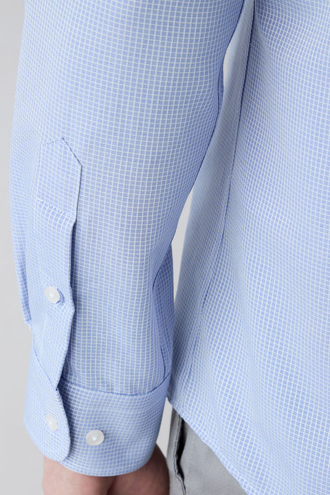 Dark Blue Long Sleeve Slim Fit Classic Patterned Cotton Easy Iron Shirt