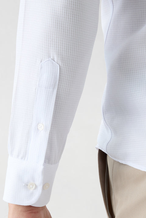 White Long Sleeve Slim Fit Classic Patterned Cotton Easy Iron Shirt