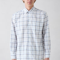 Light Brown Long Sleeve Regular Fit Plaid Button-Down Collared Cotton Easy-Iron Shirt