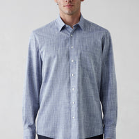 Light Navy Long Sleeve Regular Fit Cotton Plain Shirt