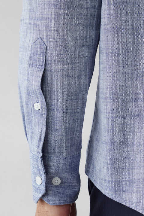 Light Navy Long Sleeve Regular Fit Cotton Plain Shirt