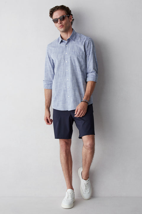 Light Navy Long Sleeve Regular Fit Cotton Plain Shirt