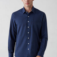 Dark Navy Long Sleeve Regular Fit Cotton Plain Shirt