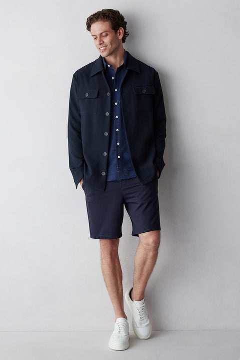 Dark Navy Long Sleeve Regular Fit Cotton Plain Shirt
