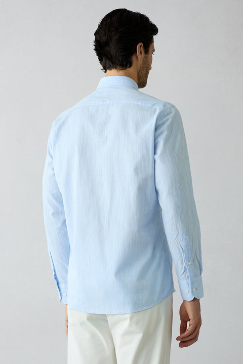 Light Blue Long Sleeve Regular Fit Cotton Plain Shirt