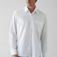 White Long Sleeve Regular Fit Cotton Plain Shirt