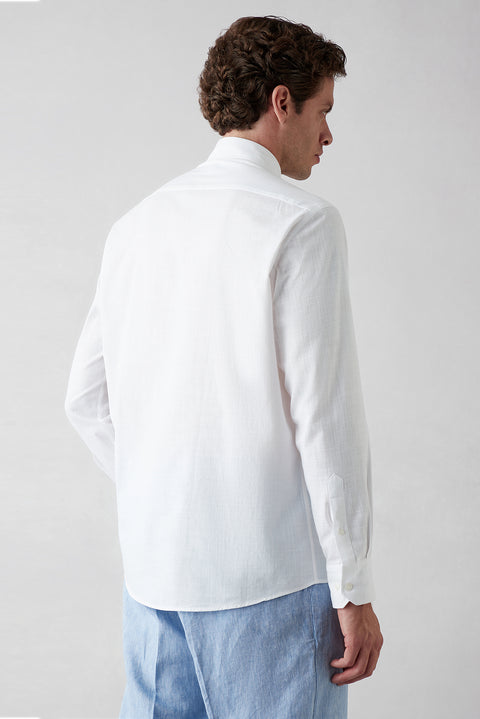 White Long Sleeve Regular Fit Cotton Plain Shirt