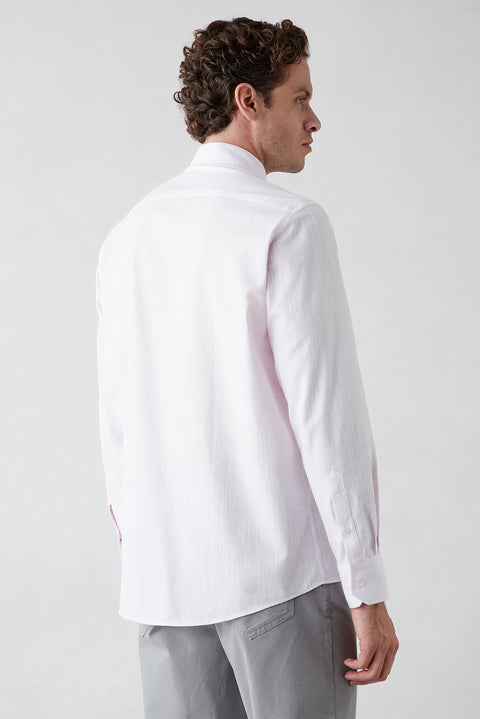Dusty Pink Long Sleeve Regular Fit Cotton Plain Shirt