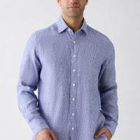 Dark Navy Long Sleeve Regular Fit Linen Shirt
