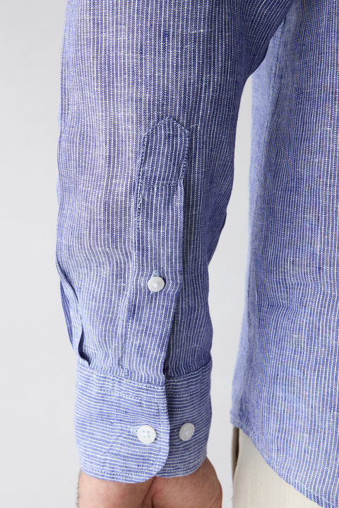 Dark Navy Long Sleeve Regular Fit Linen Shirt