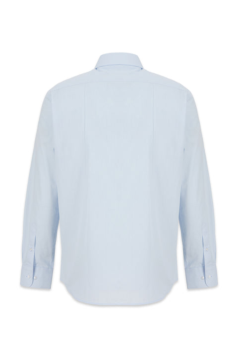 Light Blue Long Sleeve Slim Fit Textured Cotton Shirt
