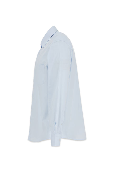 Light Blue Long Sleeve Slim Fit Textured Cotton Shirt