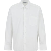 White Long Sleeve Slim Fit Textured Cotton Shirt