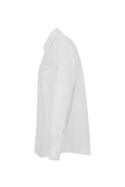 White Long Sleeve Slim Fit Textured Cotton Shirt