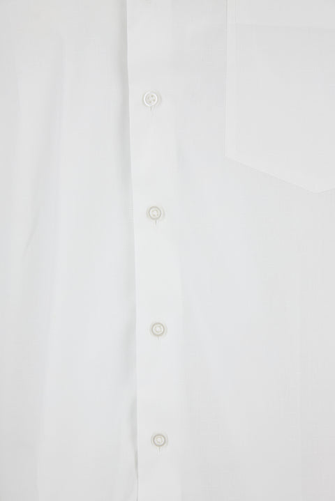 White Long Sleeve Slim Fit Textured Cotton Shirt