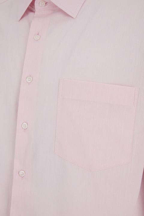 Dusty Pink Long Sleeve Slim Fit Textured Cotton Shirt