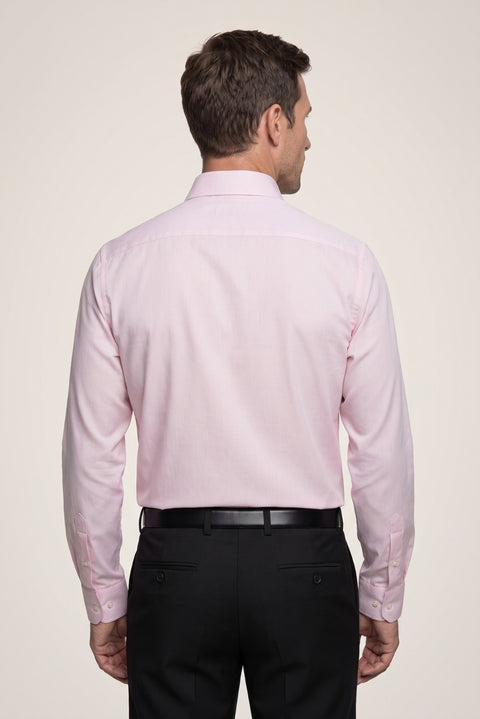 Toz Pembe Uzun Kol Regular Fit Klasik Yaka Desenli Cepli %100 Pamuk Gömlek