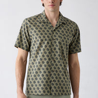 Medium Mink Short Sleeve Oversize Fit Printed Cotton Shirt
