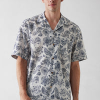 Medium Navy Short Sleeve Oversized Fit Cotton Printed Shirt