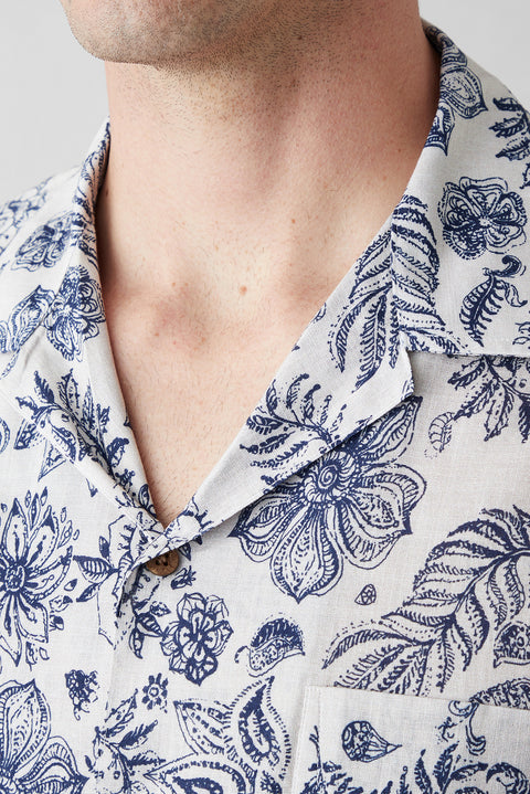 Medium Navy Short Sleeve Oversized Fit Cotton Printed Shirt